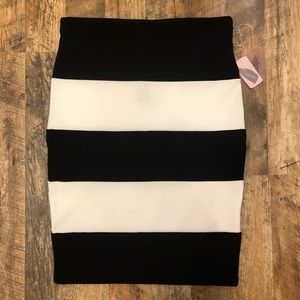 Black and white striped pencil skirt